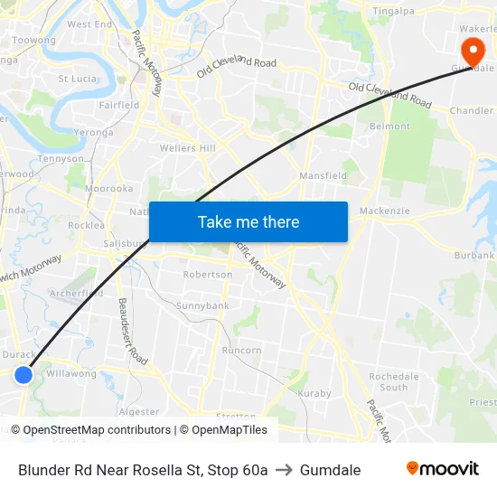 Blunder Rd Near Rosella St, Stop 60a to Gumdale map