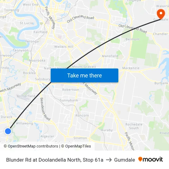 Blunder Rd at Doolandella North, Stop 61a to Gumdale map