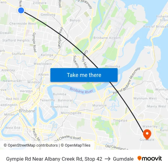 Gympie Rd Near Albany Creek Rd, Stop 42 to Gumdale map