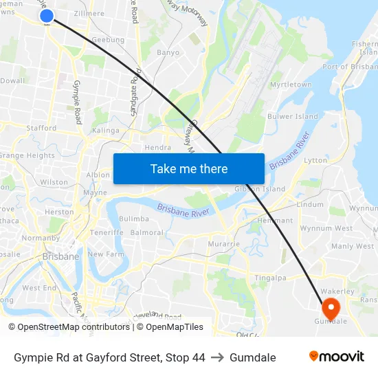 Gympie Rd at Gayford Street, Stop 44 to Gumdale map