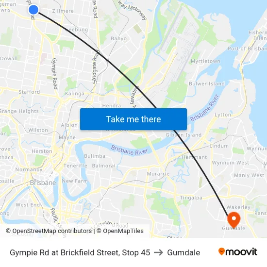 Gympie Rd at Brickfield Street, Stop 45 to Gumdale map