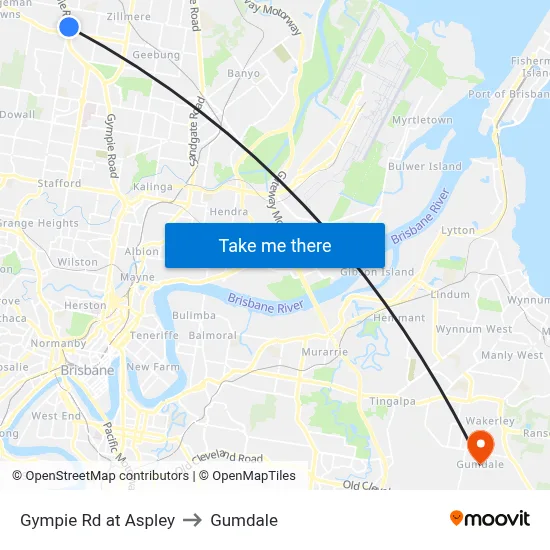 Gympie Rd at Aspley to Gumdale map