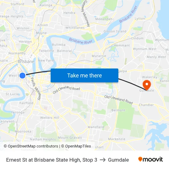 Ernest St at Brisbane State High, Stop 3 to Gumdale map