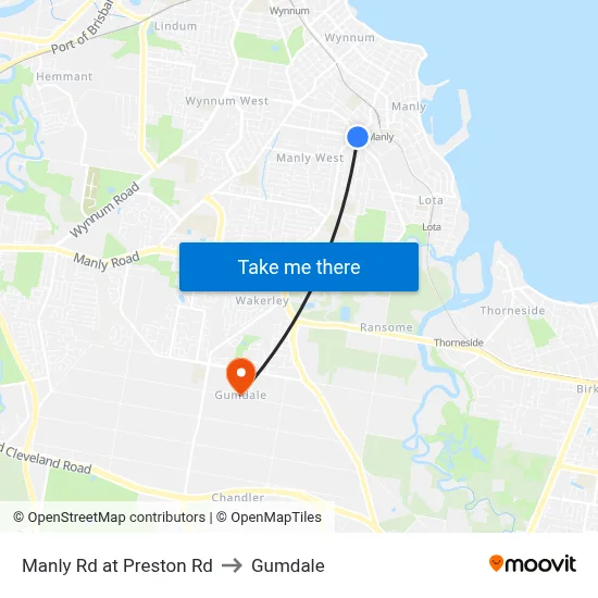 Manly Rd at Preston Rd to Gumdale map