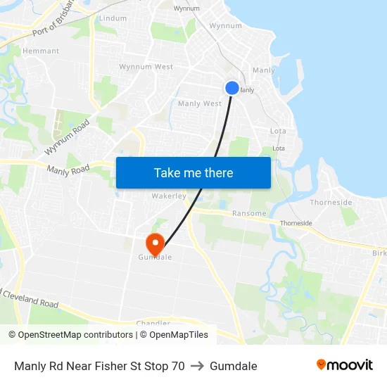 Manly Rd Near Fisher St Stop 70 to Gumdale map