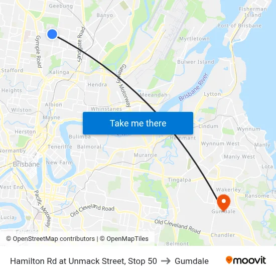 Hamilton Rd at Unmack Street, Stop 50 to Gumdale map
