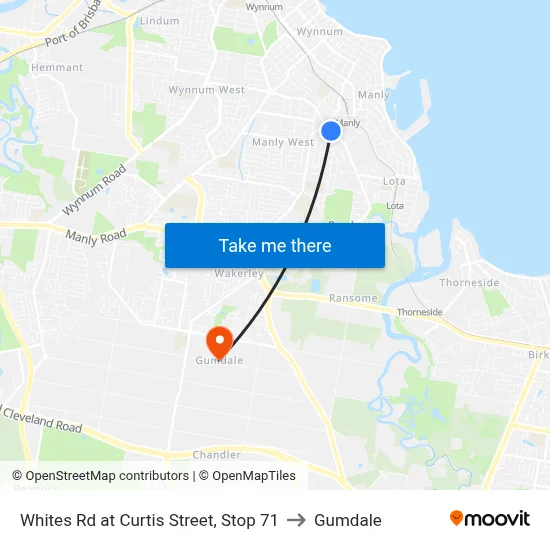Whites Rd at Curtis Street, Stop 71 to Gumdale map