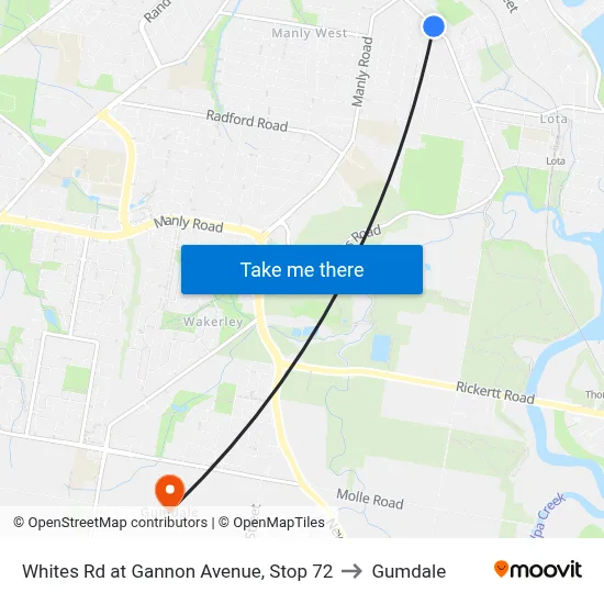 Whites Rd at Gannon Avenue, Stop 72 to Gumdale map