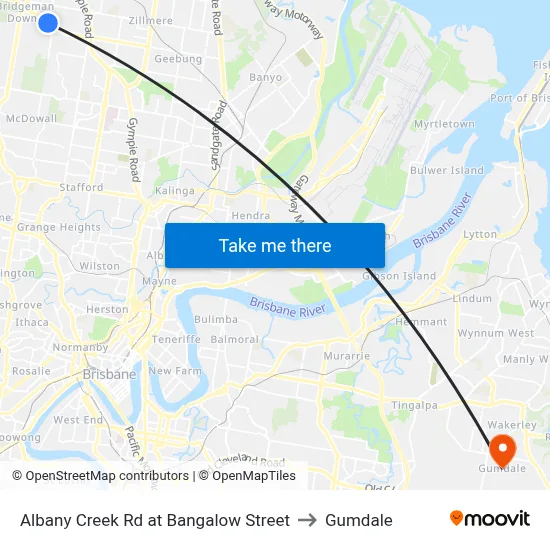 Albany Creek Rd at Bangalow Street to Gumdale map