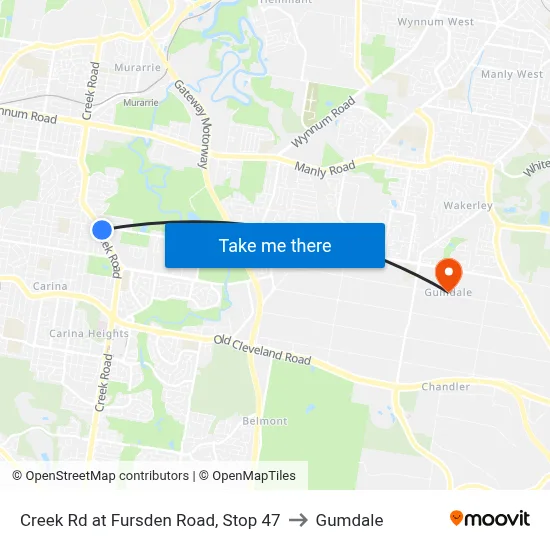 Creek Rd at Fursden Road, Stop 47 to Gumdale map
