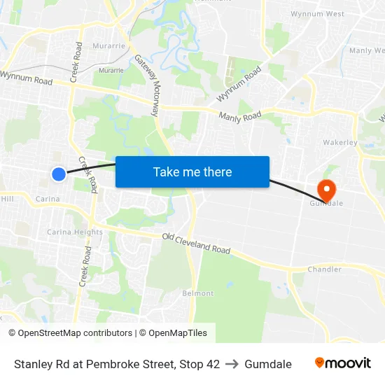 Stanley Rd at Pembroke Street, Stop 42 to Gumdale map