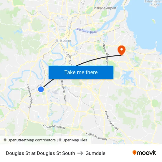 Douglas St at Douglas St South to Gumdale map