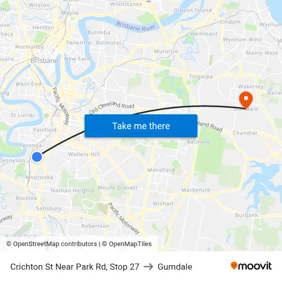 Crichton St Near Park Rd, Stop 27 to Gumdale map