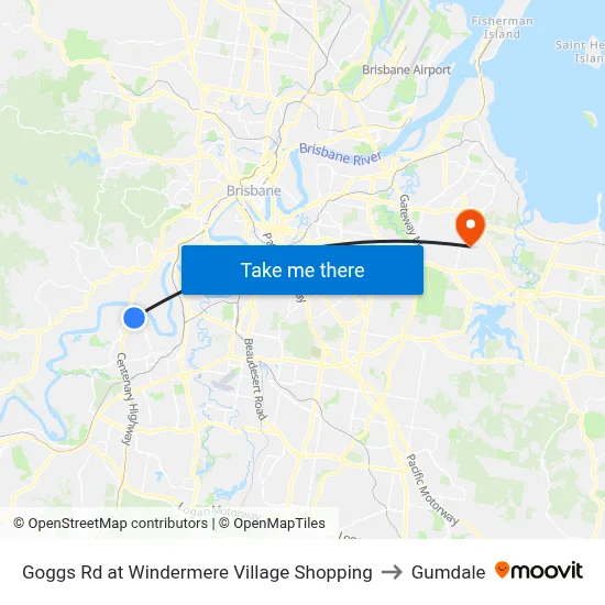 Goggs Rd at Windermere Village Shopping to Gumdale map