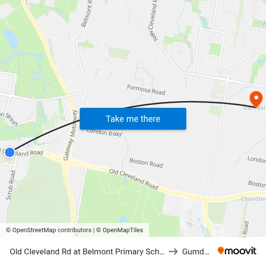 Old Cleveland Rd at Belmont Primary School to Gumdale map