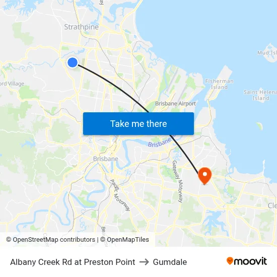 Albany Creek Rd at Preston Point to Gumdale map
