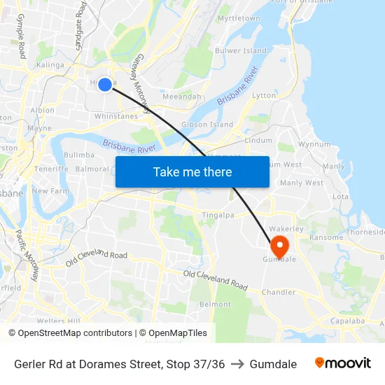 Gerler Rd at Dorames Street, Stop 37/36 to Gumdale map