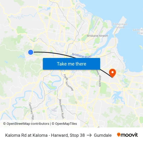 Kaloma Rd at Kaloma - Harward, Stop 38 to Gumdale map