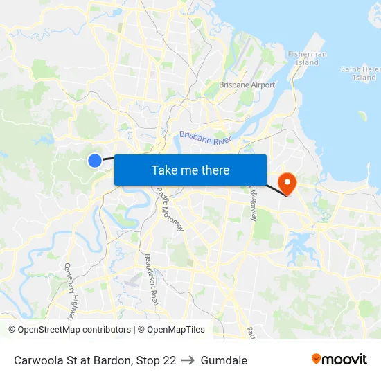 Carwoola St at Bardon, Stop 22 to Gumdale map