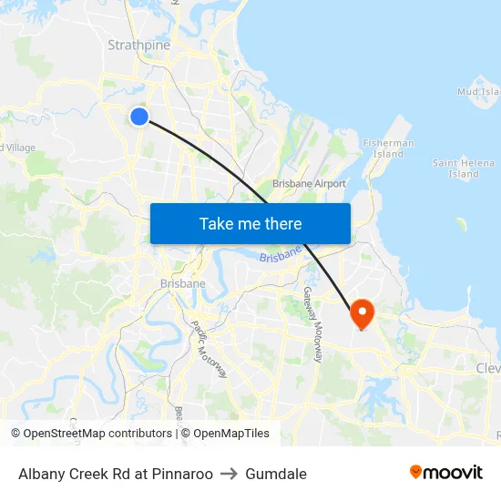 Albany Creek Rd at Pinnaroo to Gumdale map