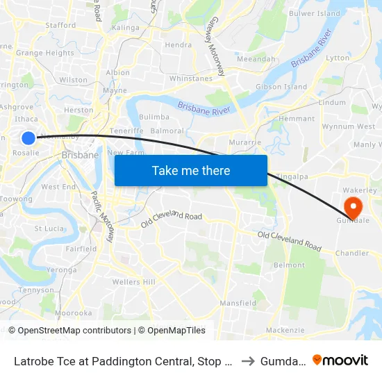 Latrobe Tce at Paddington Central, Stop 10 to Gumdale map