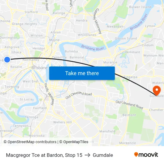 Macgregor Tce at Bardon, Stop 15 to Gumdale map