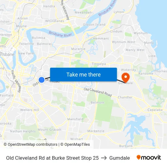 Old Cleveland Rd at Burke Street Stop 25 to Gumdale map