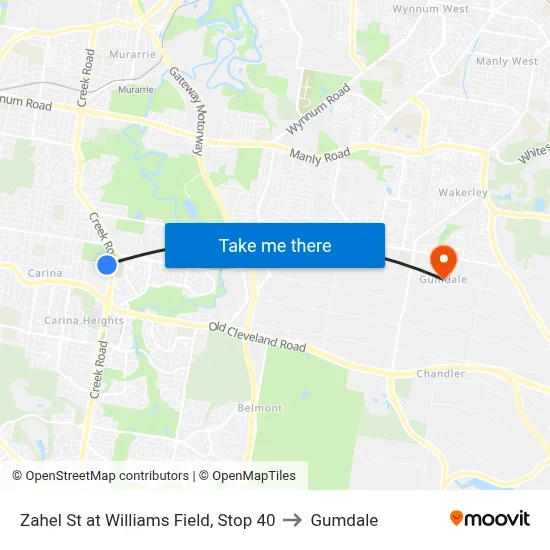 Zahel St at Williams Field, Stop 40 to Gumdale map