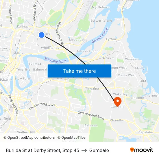 Burilda St at Derby Street, Stop 45 to Gumdale map