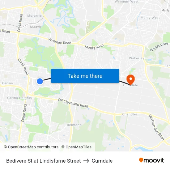 Bedivere St at Lindisfarne Street to Gumdale map