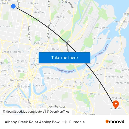 Albany Creek Rd at Aspley Bowl to Gumdale map