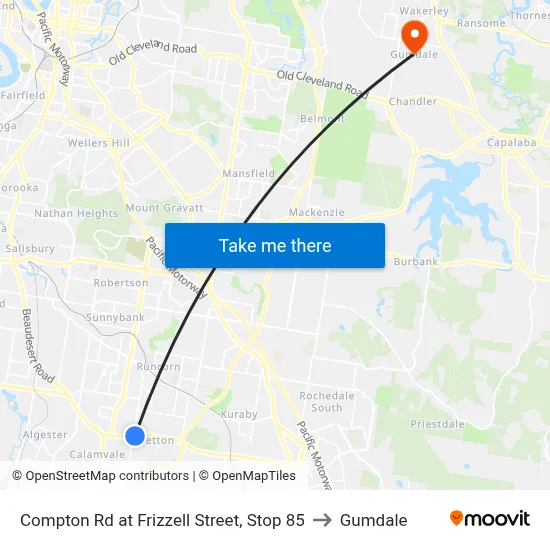 Compton Rd at Frizzell Street, Stop 85 to Gumdale map