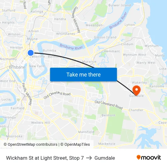 Wickham St at Light Street, Stop 7 to Gumdale map