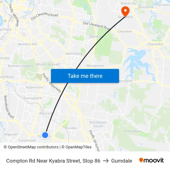 Compton Rd Near Kyabra Street, Stop 86 to Gumdale map