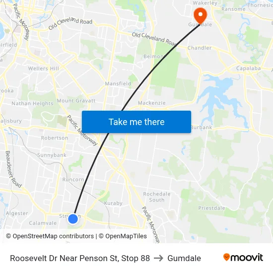 Roosevelt Dr Near Penson St, Stop 88 to Gumdale map