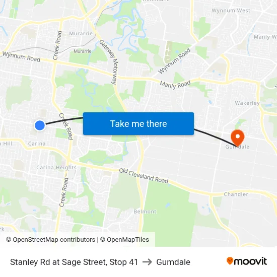 Stanley Rd at Sage Street, Stop 41 to Gumdale map