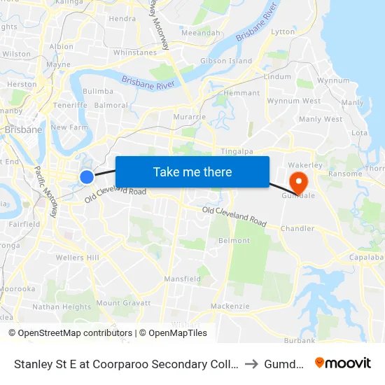 Stanley St E at Coorparoo Secondary College to Gumdale map