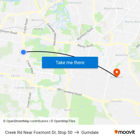 Creek Rd Near Foxmont Dr, Stop 50 to Gumdale map
