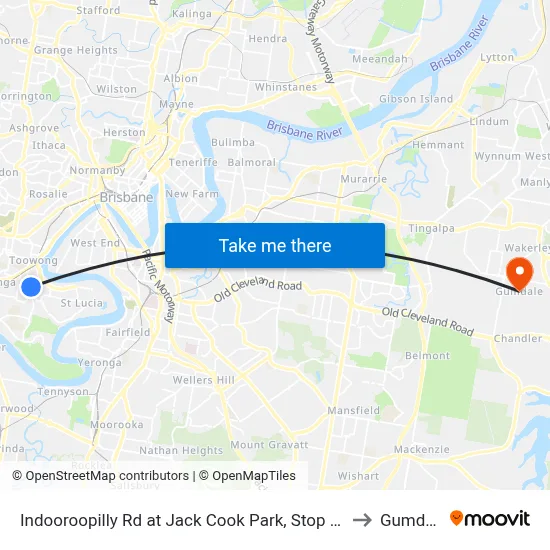 Indooroopilly Rd at Jack Cook Park, Stop 18/19 to Gumdale map