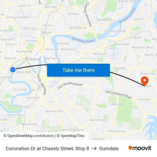 Coronation Dr at Chasely Street, Stop 8 to Gumdale map