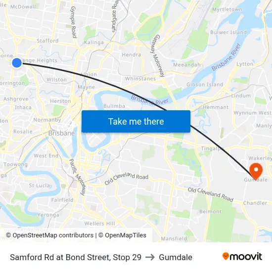 Samford Rd at Bond Street, Stop 29 to Gumdale map