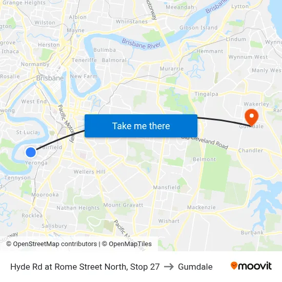 Hyde Rd at Rome Street North, Stop 27 to Gumdale map