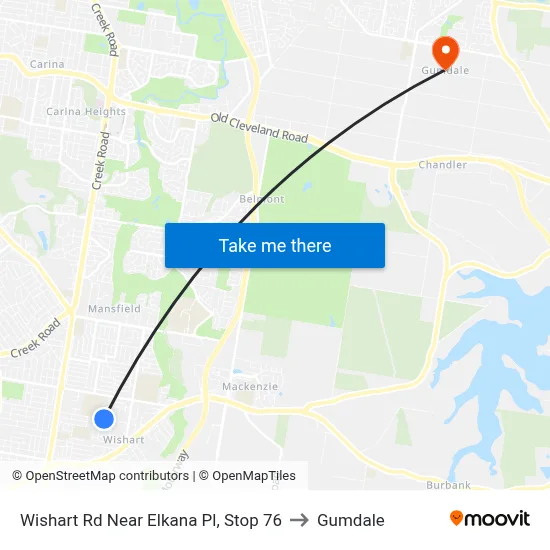 Wishart Rd Near Elkana Pl, Stop 76 to Gumdale map