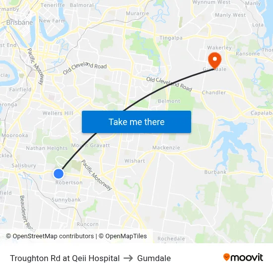 Troughton Rd at Qeii Hospital to Gumdale map