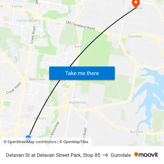 Delavan St at Delavan Street Park, Stop 85 to Gumdale map
