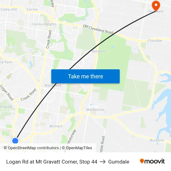 Logan Rd at Mt Gravatt Corner, Stop 44 to Gumdale map