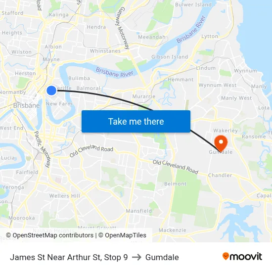 James St Near Arthur St, Stop 9 to Gumdale map
