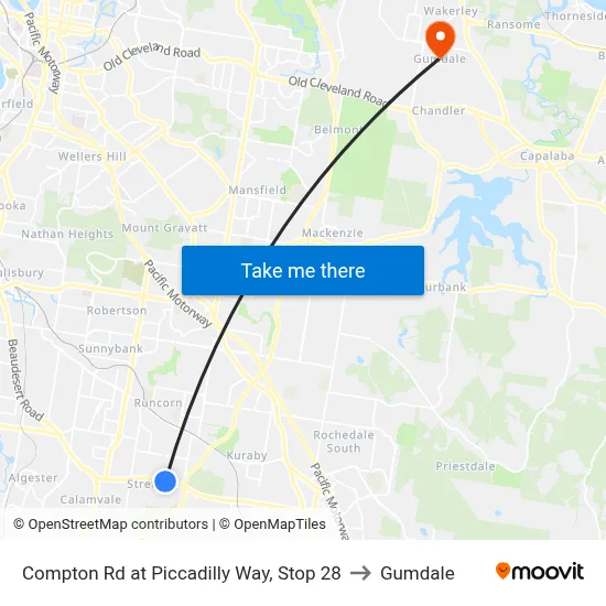 Compton Rd at Piccadilly Way, Stop 28 to Gumdale map