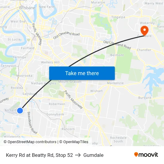 Kerry Rd at Beatty Rd, Stop 52 to Gumdale map