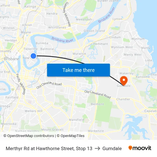 Merthyr Rd at Hawthorne Street, Stop 13 to Gumdale map